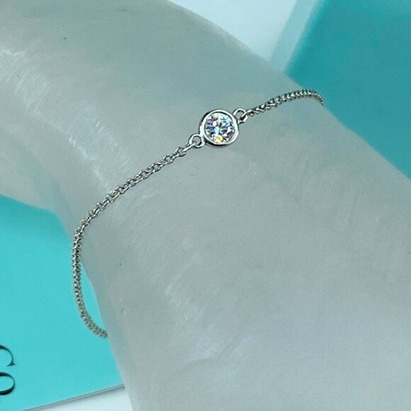 JR328 Tiffany & Co. Pt 950 Diamond By The Yard Bracelet 7.25" 1.3g - Picture 1 of 9